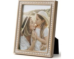 Fotolijst 13x18 cm houten rustieke fotolijst met kralen vintage grenen lijst wanddecoratie jubileum verjaardag Moederdagcadeau