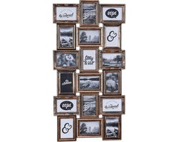 Fotolijst 18 foto's - Collage lijst - Woonkamer decoratie - Barokke stijl - 102 x 53 cm - Zwart koper