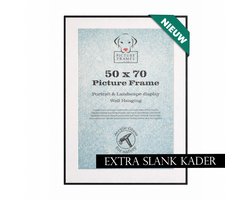 Fotolijst 50x70 cm - Zwart Mat - Aluminium kader inclusief passe-partout - 8mm profielbreedte - Fotokader - Wissellijst - Posterlijst - Picture Frame UK