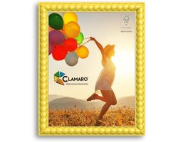 Fotolijst 60x60 cm Geel met Bubbels - Handgemaakte MDF Houten Lijst met Acrylglas