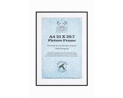Fotolijst A4 (21x29,7) cm - Zwart Mat - Aluminium kader inclusief passe-partout - 8mm profielbreedte - Fotokader - Wissellijst - Posterlijst - Picture Frame UK