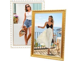 Fotolijst A4 in goud – barok fotolijst in vintage stijl, 33,5 x 24,5 cm, kunststof met glas, antiek design, ideaal voor muurdecoratie of tafelaankleding, klassiek en stijlvol voor thuis of kantoor