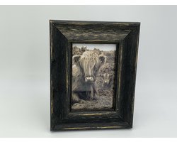 Fotolijst antiek zwart Schotse Hooglander maat M 21,5 x 17 cm | 121266 | Home Sweet Home | Stoer & Sober Landelijke Woonstijl