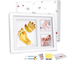 Fotolijst Baby- Baby Hand en Voetafdruk Set - Gips & Klei - Kraam Cadeau - Kraamcadeau Meisje -Kraamcadeau voor Meisje of Jongen