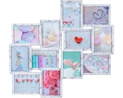 Fotolijst Collage - Wanddecoratie Lijst - Foto's Tonen - 12 Foto's 13x18 - 70 x 65 cm - Shabby Chic