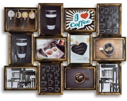 Fotolijst Collage Zwart Koper voor 12 Foto's 13x18cm - Industriële Wanddecoratie