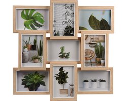 Fotolijst - collagelijst - 9-vakken - voor foto van 10 x 15 cm - hout - fotolijstje