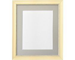 Fotolijst Crème - Lijst met passe-partout - Wanddecoratie - Verweerde hout-effect stijl - 12 x 10 inch - Crème