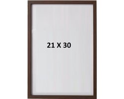 Fotolijst Echt Glas | Hout - Fotomaat 21x30 cm (A4) | Posterlijst | A4 Fotolijst | Bruin