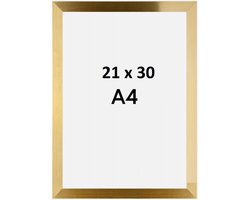 Fotolijst Echt Glas - Hout - Fotomaat 21x30 cm (A4) - Posterlijst - A4 Fotolijst - Goud