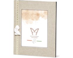 Fotolijst Eerste Communie - Herinneringslijst Tafel - Cadeau Geven - Linnen Stof & Hout - 13 x 18 cm - Beige