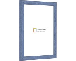 Fotolijst - Fotokader - Blauw - Halfrond met zichtbare houtnerf - Fotomaat 15x21 - Ontspiegeld glas - Art.nr. 1055006315211