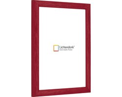 Fotolijst - Fotokader - Rood - Halfrond met zichtbare houtnerf - Fotomaat 15x22 - Ontspiegeld glas - Art.nr. 1055006415221