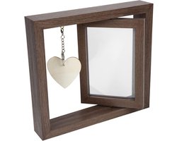 fotolijst - fotolijsten - Houten dubbelzijdige draaibare fotolijst - voor familieherinneringen - Creatieve rustieke fotohouder - voor bureau- en tafeldecoratie - voor grootouders en speciale gelegenheden - 21*23cm