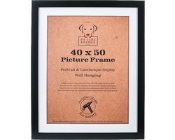 Fotolijst Fotomaat 40x50 cm - MDF Hout - Zwart - Fotokader - 28mm profielbreedte - Posterlijst