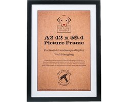Fotolijst Fotomaat A2 (42x59,4 cm) - MDF Hout- Zwart - Fotokader - 28mm profielbreedte - Posterlijst