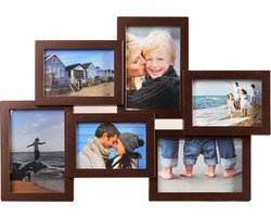 Fotolijst - Henzo - Holiday Gallery - Collagelijst voor 6 foto's - Fotomaat 10x15 cm - Donkerbruin