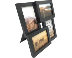Fotolijst - Henzo - Pure Barry - Collagelijst voor 4 foto's - Fotomaat 10x15 cm - Zwart