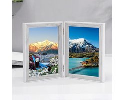 Fotolijst Hout - Certificaat Frame - Herinneringen Tonen - Horizontaal Verticaal - 13x18 cm - Wit Blauw