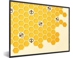 Fotolijst incl. Poster - Een illustratie van de binnenkant van een bijenkorf - 40x30 cm - Posterlijst