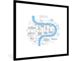 Fotolijst incl. Poster - Kaart - Bern - Illustratie - Simpel - 40x40 cm - Posterlijst
