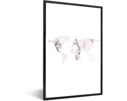 Fotolijst incl. Poster - Wereldkaart - Marmer - Klassiek - 20x30 cm - Posterlijst