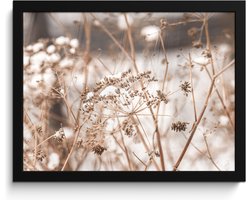 Fotolijst inclusief poster 40x30 cm - Droogbloemen wit - Foto in lijst - Muurdecoratie - Houten lijsten fotohouder - Decoratieve accessoires - Natuurlijke decoratie - Posters in kaders - Wissellijst - Fotokaders - Photo frame
