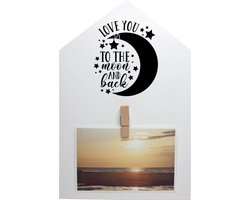 Fotolijst Liefde -Love you to the moon - Decoratie huis met knijper voor foto -Love you to the moon and back - Fotolijst met knijper