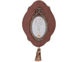 Fotolijst - Lijst voor wanddecoratie - Foto's presenteren - Roze stoffen achtergrond - 10x15 cm - Goudkleurig