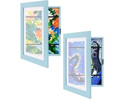 Fotolijst - Luxe fotolijst voor kindertekeningen - Kunstlijst - Wissellijst - Tekeningen - A4 - Blauw