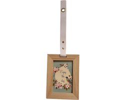 Fotolijst met lederen band SALINA - Bruin / Wit - Hout / Leder - 13 x 18 - Maat M