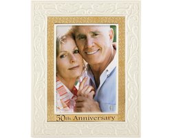 Fotolijst Porselein - Herinneringen Kader - Jubileum Vieren - Gouden Accent - 13x18 cm - Ivoor