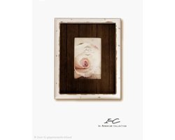 Fotolijst schulp / bruin witte lijst oud gemaakt met bruine houten passpartou