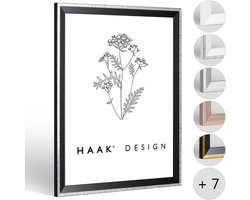 Fotolijst smal - Wanddecoratie lijst - Foto presentatie - MDF met decorfolie - 48 x 68 cm - Zwart zilverglans