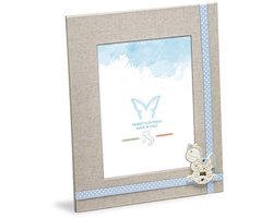 Fotolijst tafel 20 x 23,5 cm - voor babyfoto's - lichtblauw - linnen