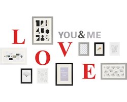 Fotolijst - Wallset - Henzo - You & Me Love - Diverse formaten - Wit, zwart, grijs, rood