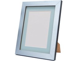 Fotolijst zilver - Lijst met passe-partout - Foto presenteren - Gemaakt van gerecycled materiaal - A4 10x6 inch - Blauw