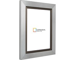 Fotolijst - Zilver met Antraciet bies - Fotomaat 13x19 - Helder glas - Art.nr. 104516113192