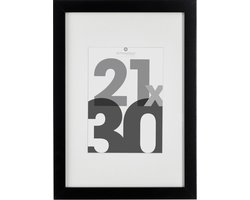 Fotolijst Zwart Glas - 21 X 30 CM - Posterlijst A4  - Wissellijst met passe partout van 12x17 cm
