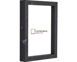 Fotolijst - Zwart Marmer - 3 cm hoog profiel - Fotomaat 18x18 - Helder glas - Art.nr. 10106421418182