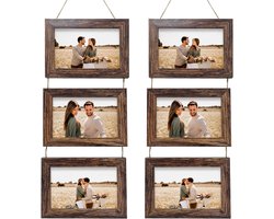 Fotolijsten Collage - Wanddecoratie Lijsten - Herinneringen Tonen - Drievoudig Wandmontage Ontwerp - 5x7 Inch - 2 Stuks - Rustiek Bruin