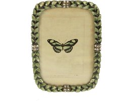 Fotolijstje blaadjes met strass steentjes - foto 12,5 x 9 cm.