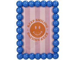 Fotolijstje Smiley blauw - 10x15cm - Smiley gezicht bolletje fotolijst -