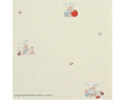Four Friends - Behang Kinderkamer - Babykamer - Behangpapier - Kinderbehang - Beer met Muts - 0,53 x 10,05M.