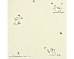 Four Friends - Behang Kinderkamer - Babykamer - Behangpapier - Kinderbehang - Hondjes - 0,53 x 10,05M.