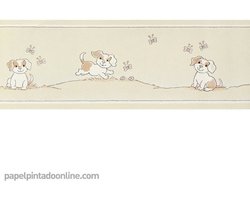 Four Friends - Kinderbehang - Behangrand - Behangpapier - Behang Babykamer -Hondjes - 0.13 x 5M.