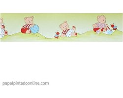 Four Friends - Kinderbehang - Behangrand - Behangpapier - Behang Babykamer - Lieve Beer - 0.13 x 5M.