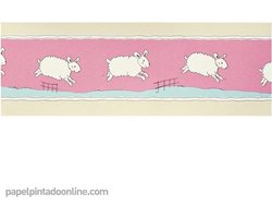 Four Friends - Kinderbehang - Behangrand - Behangpapier - Behang Babykamer - Schaapjes - 0.13 x 5M.