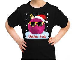 Foute kersttrui T-shirt - Voor kinderen - Coole kerstbal - Christmas party - zwart - Kerstkleding 140/152