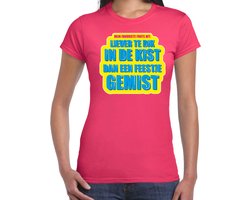 Foute party Liever te dik in de kist dan een feestje gemist verkleed/ carnaval t-shirt roze dames - Foute hits - Foute party outfit/ kleding XXL